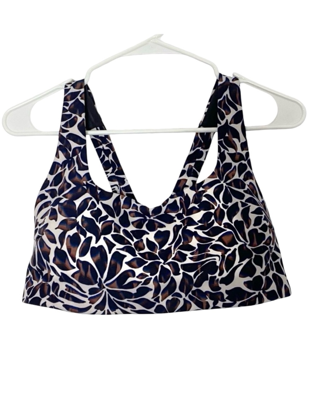 Garnet Hill High Tide Bikini Top Womens Size 10 Large Ivory Mirage Floral Print